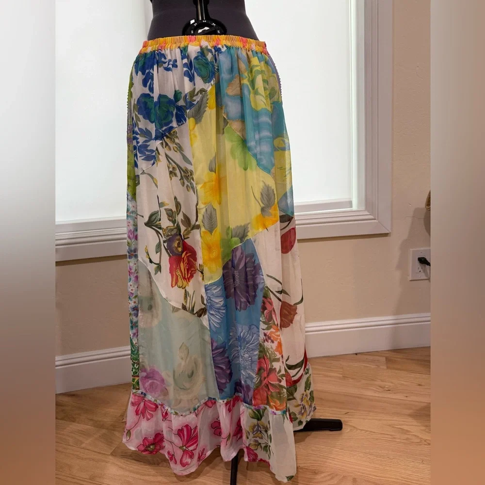 Sacred Threads Colorful Patchwork Maxi Skirt - Picture 2 of 8